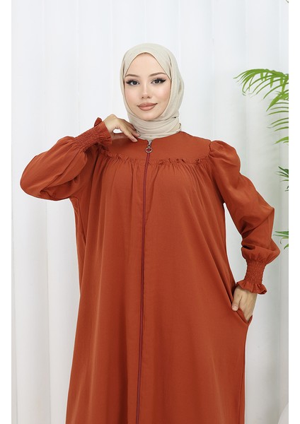 Kolu Lastikli Fermuarlı Ferace 2035-04 Kiremit modelleri