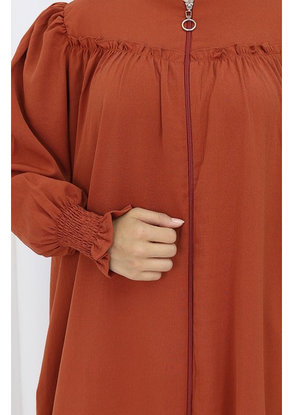 Kolu Lastikli Fermuarlı Ferace 2035-04 Kiremit fırsatları