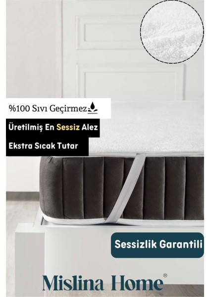 Wellsoft Sıvı Su Geçirmez Ped Dört Köşe Lastikli Tek Çift Kişilik Yatak Koruyucu Sessiz Alez 100 x 200 cm