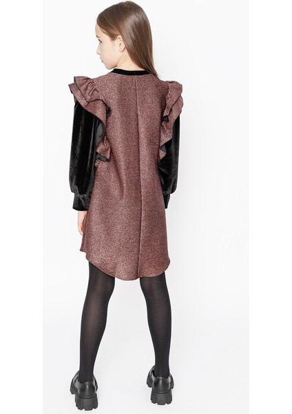 Bronz Pırıltılı Sweat Elbise