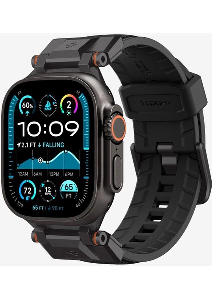 Apple Watch 49mm Ultra 2/1 - 46mm Seri 10 - 45mm Seri 9/8/7 - 44mm Seri SE/6/5/4 Kordon Kayış Band DuraPro Armor Black Edition - AMP09229