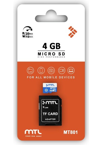 4 GB Hafıza Kartı Hc Micro Sd Adaptör Dahil MT801