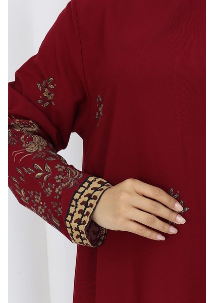 Viskon Kumaş Çiçekli Desenli Tunik 1004-02 Bordo indirimleri
