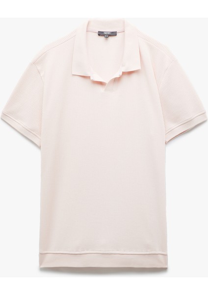 Pamuklu Kısa Kollu Dokulu Regular Fit Polo Yaka Tişört