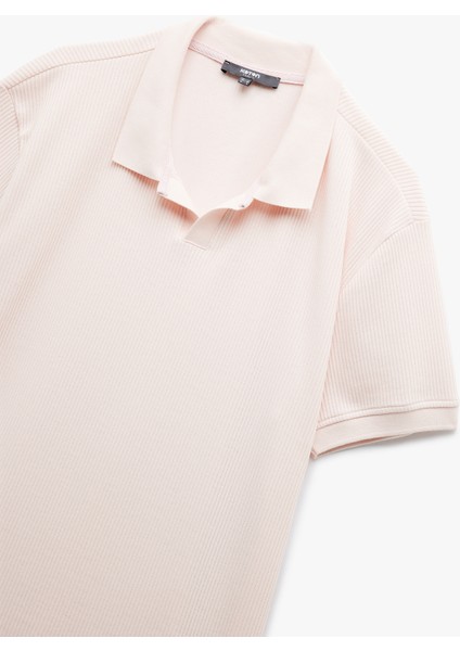 Pamuklu Kısa Kollu Dokulu Regular Fit Polo Yaka Tişört modelleri