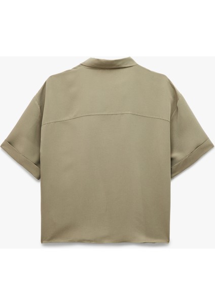 Modal Kumaş Yarım Fermuarlı Kısa Kollu Polo Yaka Oversize Bluz fiyatları