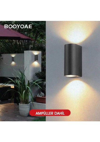 Amber Işık Siyah Kasa Çift Yönlü Duvar Aplik, İç ve Dış Mekan için Dekoratif Işık fiyatları