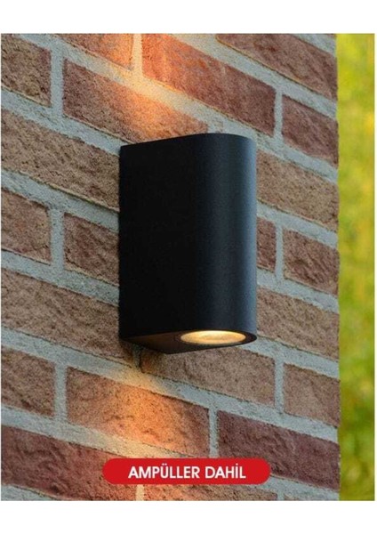 Amber Işık Siyah Kasa Çift Yönlü Duvar Aplik, İç ve Dış Mekan için Dekoratif Işık modelleri