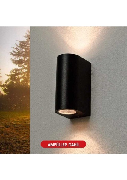 Amber Işık Siyah Kasa Çift Yönlü Duvar Aplik, İç ve Dış Mekan için Dekoratif Işık fırsatları