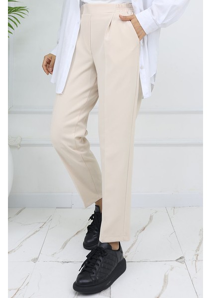 Beli Lastikli Havuç Pantolon 4002-04 Bej modelleri