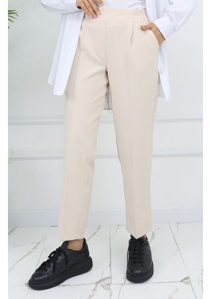 Beli Lastikli Havuç Pantolon 4002-04 Bej fırsatları