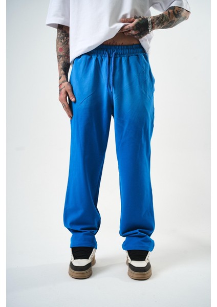 Erkek Sprey Baggy Eşofman Altı Mavi