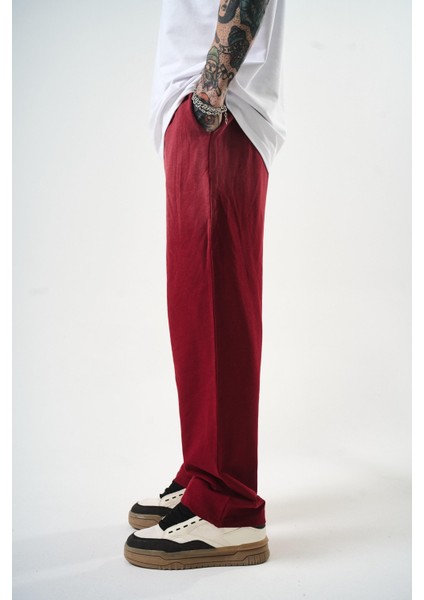 Erkek Sprey Baggy Eşofman Altı Bordo