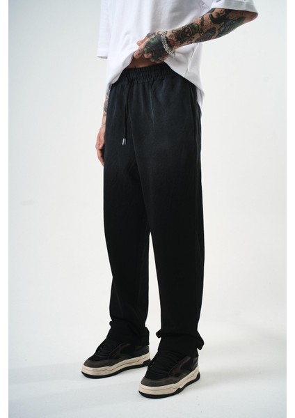 Erkek Sprey Baggy Eşofman Altı Siyah