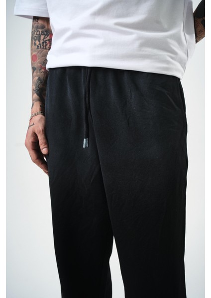 Erkek Sprey Baggy Eşofman Altı Siyah