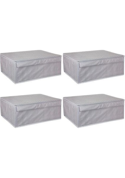 4 Adet - Kapaklı Çok Amaçlı ( Çamaşır-Saklama-Düzenleme Vb) Hurç, Kutu - 50 x 40 x 19 - Baza Kutu - Gri