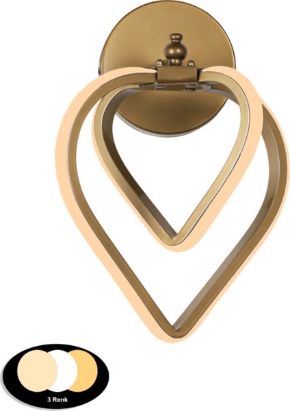 3 Renk LED'li Eskitme Aplik, Şık ve Modern Dekorasyon Parçası, Alüminyum, E27