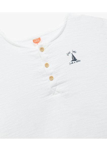 Kısa Kollu Bisiklet Yaka Düğme Detaylı Pamuklu Gömlek modelleri