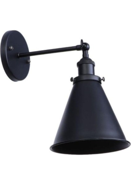 Rustik Siyah Metal Duvar Aplikası, E27 Duylu, Modern ve Şık Tasarım