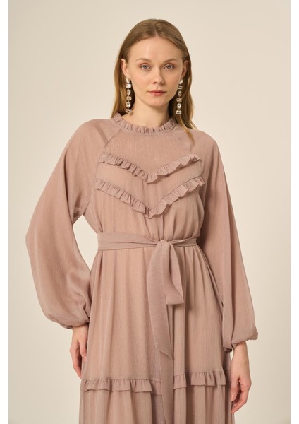 Ftz Kadın Simli Elbise Beige 31144 modelleri