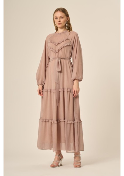 Ftz Kadın Simli Elbise Beige 31144 indirimleri