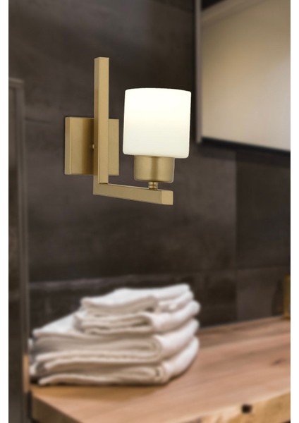 Torqu Eskitme Boyalı Beyaz Camlı Duvar Lambası Yatak Odası-Yatak Başı-Banyo Için Modern Aplik