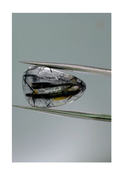 8.10CT 17.8X11.5MM Pear Natural Black Rutilated Quartz