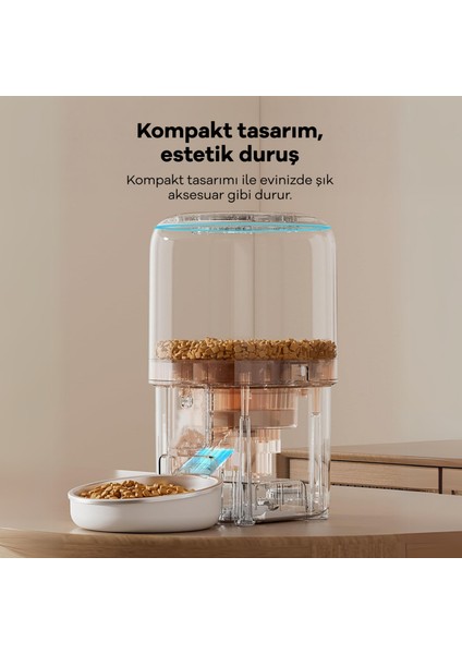 Kameralı ve Ses Kontrollü 4 Litre Akıllı Mama Kabı