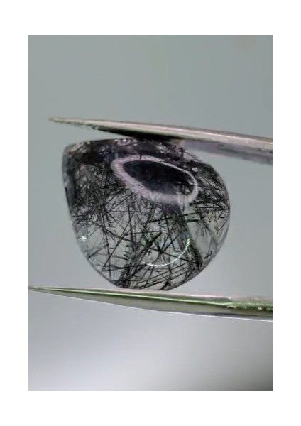 15.00CT 24.6X17.5MM Pear Natural Black Rutilated Quartz