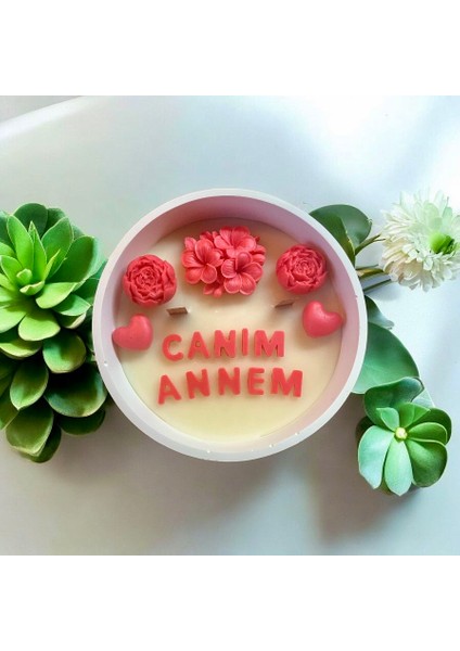 Anneler Gününe Özel ‘canım Annem’ Yazılı Dekoratif Kasede Mum Set