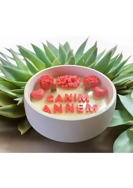 Anneler Gününe Özel ‘canım Annem’ Yazılı Dekoratif Kasede Mum Set