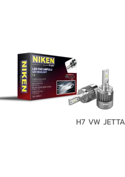 Nıken 12V H7 Cob LED Xenon Far Ampul Seti 6500K 4000 Lümen Vw Jetta