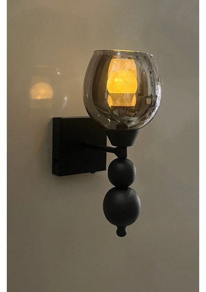 Şarjlı Pilli Füme Camlı Metal Aplik, 2'li Set, E27, Kablo ve Pil Dahil fiyatları