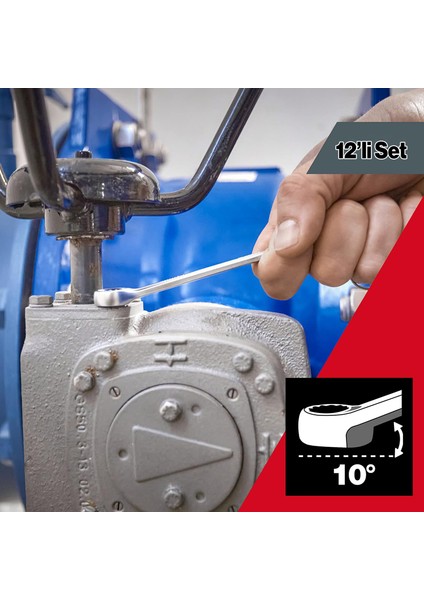 Iki Ağızlı Açık ve Kapalı Anahtar Seti 12'li Set Adet Düz 6-7-8-9-10-12-13-14-17-19-22 mm Kombine