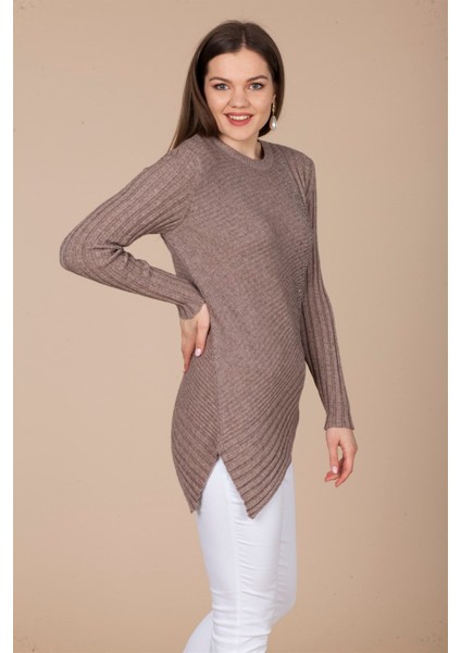 Kadın Asimetrik Kesim Triko Beige 20-584
