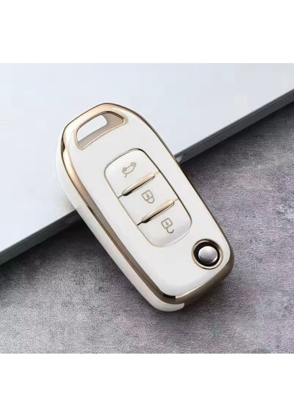 Renault Express Van Sustalı Anahtar Kılıfı Beyaz-Gold fiyatları