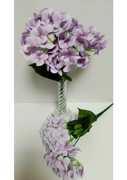Yapay Ortanca Çiçeği Demeti Lila Islak Dokulu Lüx Vazo Buket Çiçeği Ev Dekoru 45 cm fırsatları