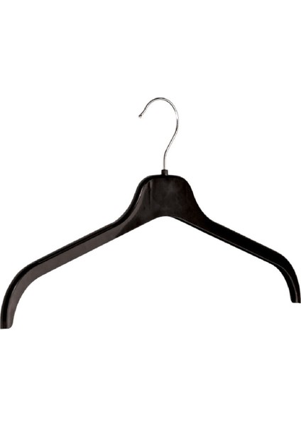 Plastik Üst Giyim Askısı, Gömlek Askısı, Tişört Askısı, Bluz Askısı, Tunik Askısı, Siyah, 10 Adet