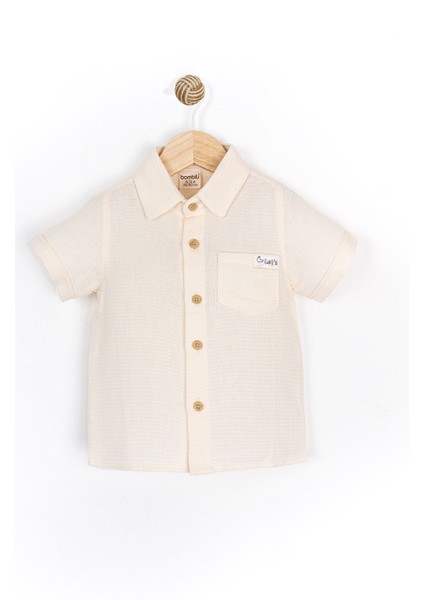 Düğmeli Kısa Kollu Yumuşak Dokulu Erkek Bebek Gömlek Yazlık Şık Erkek Bebek Gömlek