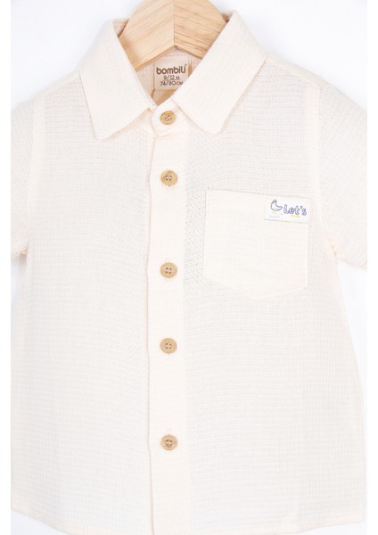 Düğmeli Kısa Kollu Yumuşak Dokulu Erkek Bebek Gömlek Yazlık Şık Erkek Bebek Gömlek modelleri