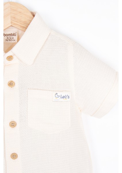 Düğmeli Kısa Kollu Yumuşak Dokulu Erkek Bebek Gömlek Yazlık Şık Erkek Bebek Gömlek fırsatları