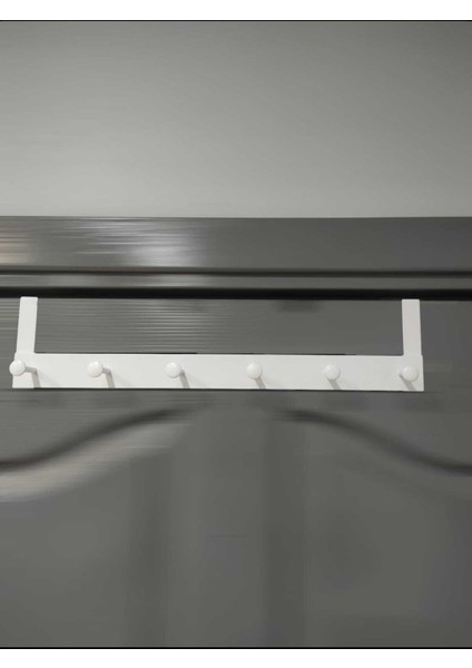 Pratik ve Şık 6'lı Metal Kapı Arkası Askısı - 30 kg Taşıma Kapasitesi, Beyaz 46.5 cm Uzunluk