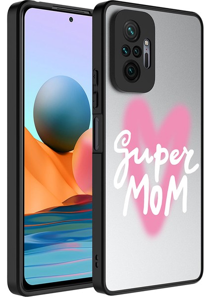 Xiaomi Redmi Note 10 Pro Kılıf Aynalı Desenli Kamera Korumalı Parlak Rntc Mirror Kapak-Süper Anne