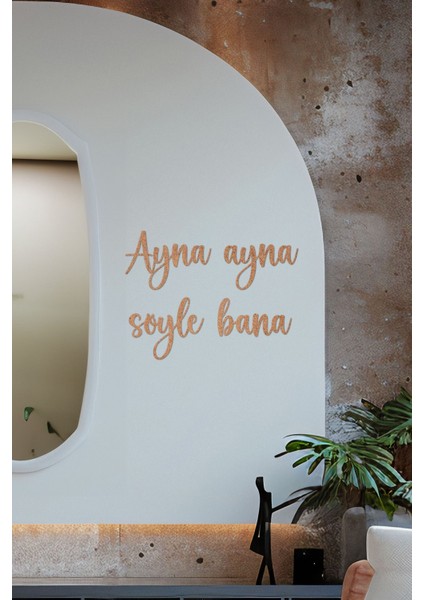 Ahşap Dekoratif Duvar Yazısı - Güzellik Merkezi - Ayna Ayna Söyle Bana