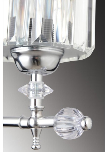 Cam Cabo Tekli Gümüş Y-10 Kristal Taşlı Aplik Gümüş Taşlı E27 1