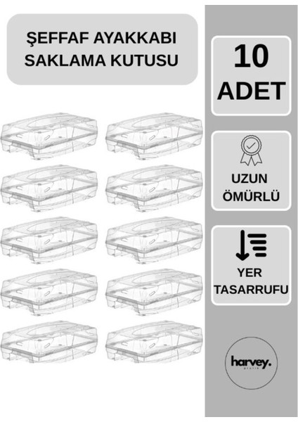 10'lu Şeffaf Ayakkabı Saklama Kutusu Kadın