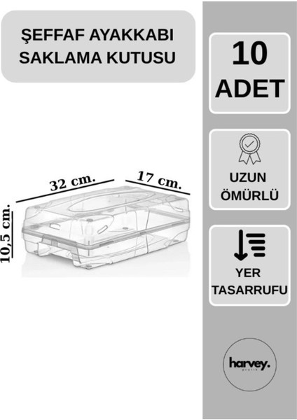 10'lu Şeffaf Ayakkabı Saklama Kutusu Kadın
