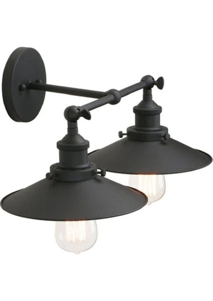 Retro Siyah Metal 2XE27 Hareketli Duvar Aplikası Şık Tasarım fiyatları