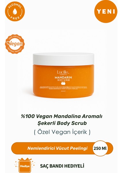 %100 Vegan Mandalina Aromalı Şekerli Body Scrub , Nemlendirici Vücut Peelingi - 250 gr