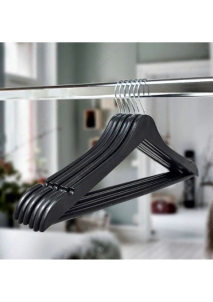 12 Adet Ahşap Görünümlü Plastik Elbise Askısı